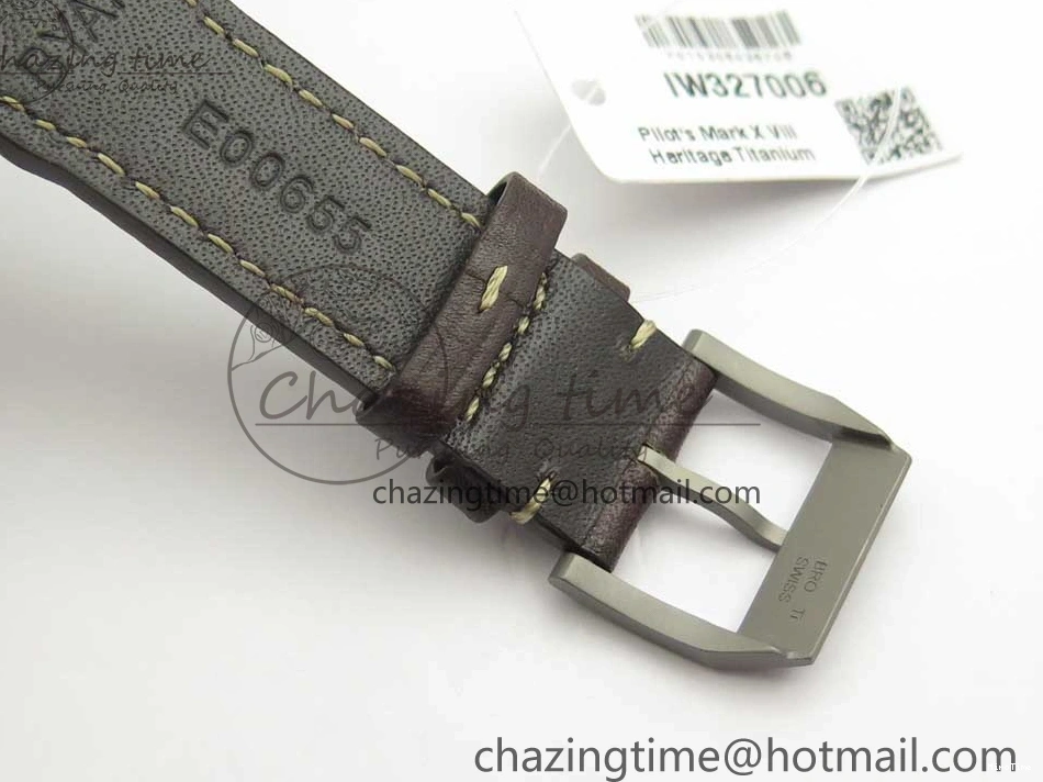 MIROTIME 0328 SmartChoice Mark XVIII IW327006 Titanium M+F 1:1 Best Edition Black Dial on Brown Leather Strap A 7145